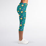 Blue Zombie Pattern Print Women's Capri Leggings