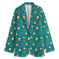 Blue Zombie Pattern Print Women's Cotton Blazer