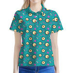 Blue Zombie Pattern Print Women's Polo Shirt