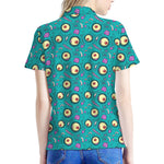 Blue Zombie Pattern Print Women's Polo Shirt