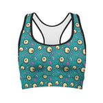 Blue Zombie Pattern Print Women's Sports Bra