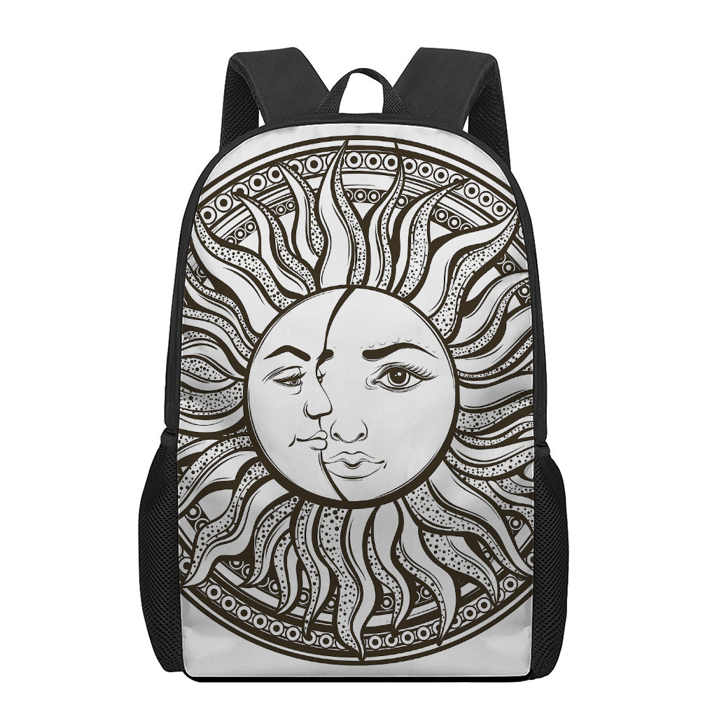 Bohemian Celestial Sun And Moon Print 17 Inch Backpack