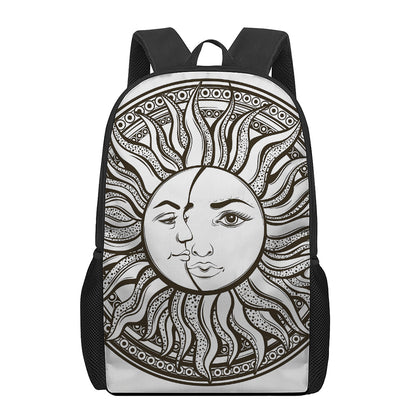 Bohemian Celestial Sun And Moon Print 17 Inch Backpack