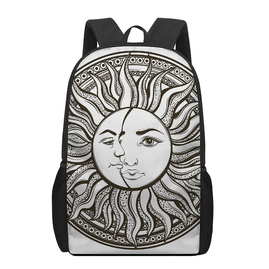 Bohemian Celestial Sun And Moon Print 17 Inch Backpack