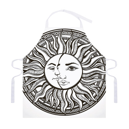 Bohemian Celestial Sun And Moon Print Adjustable Apron