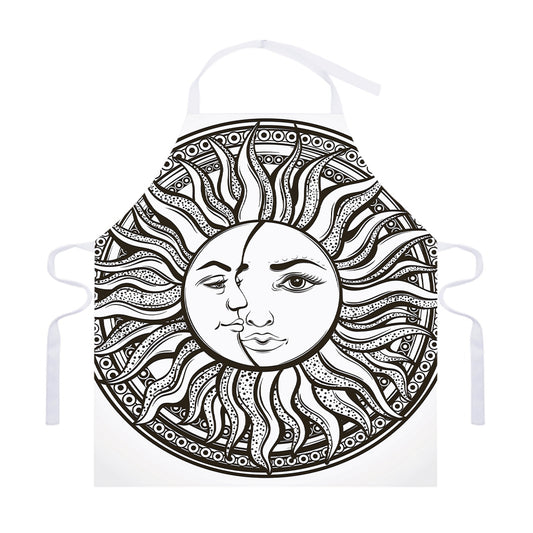 Bohemian Celestial Sun And Moon Print Adjustable Apron
