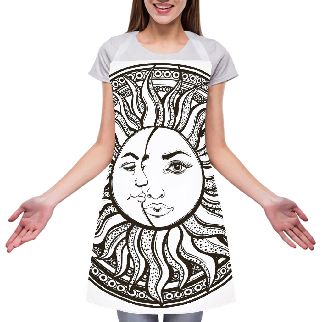 Bohemian Celestial Sun And Moon Print Adjustable Apron