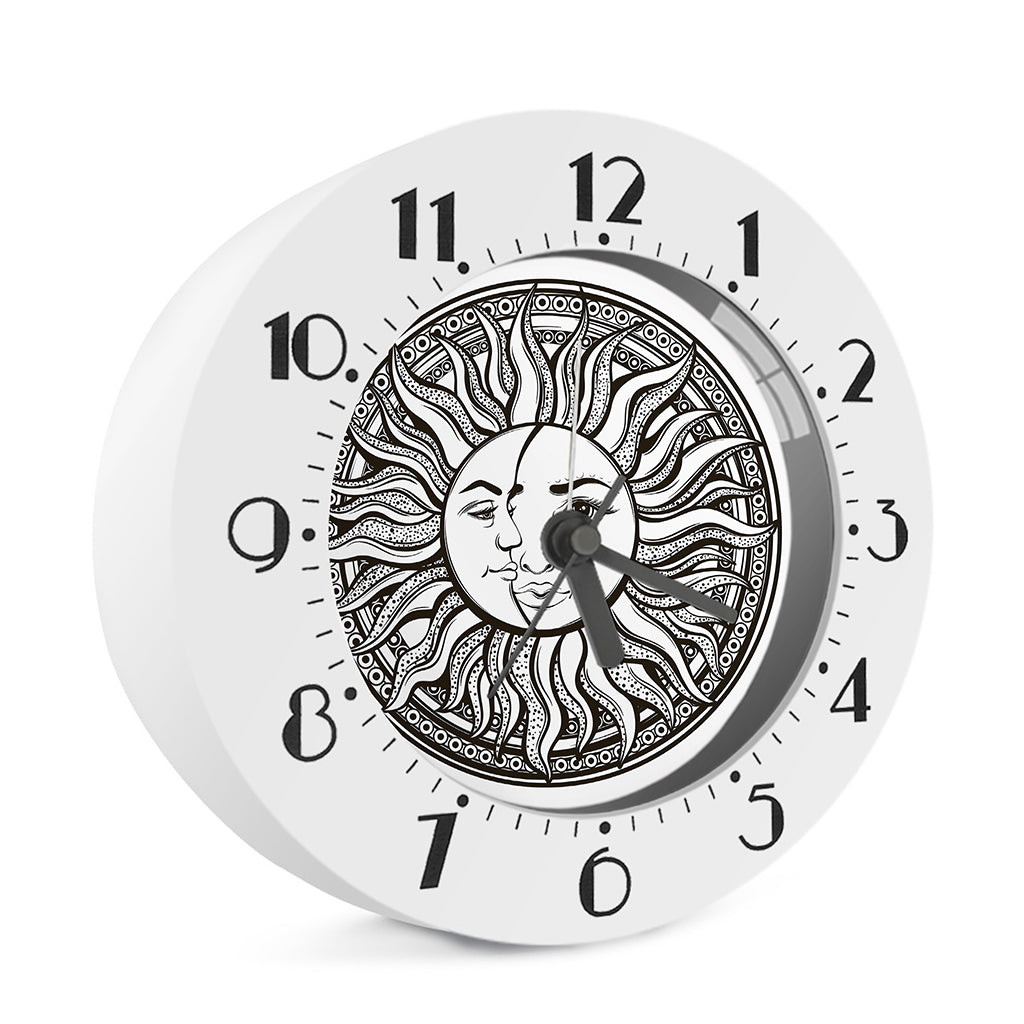 Bohemian Celestial Sun And Moon Print Alarm Clock