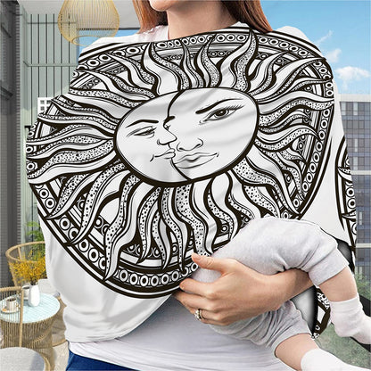 Bohemian Celestial Sun And Moon Print Baby Seat Cover