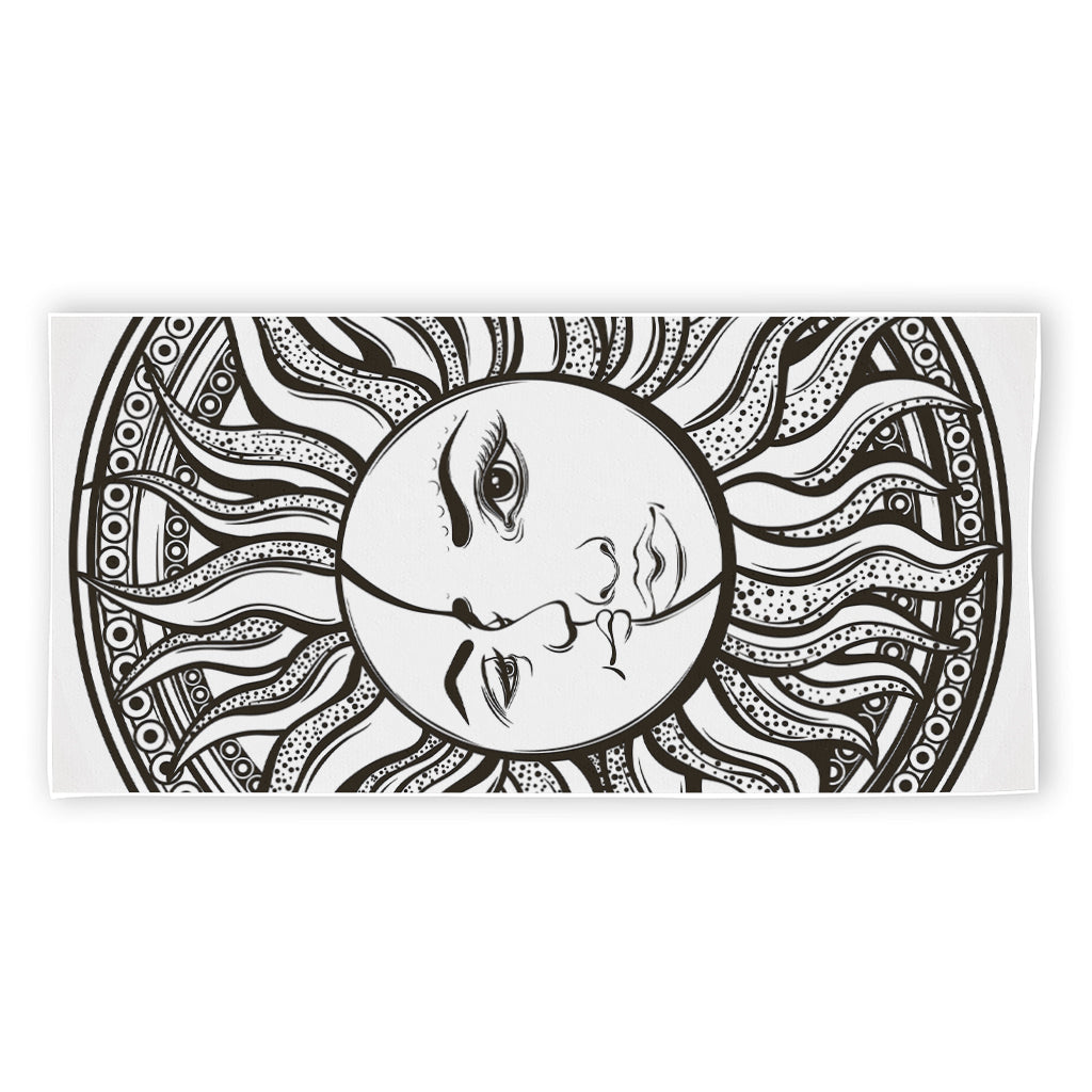 Bohemian Celestial Sun And Moon Print Beach Towel