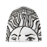 Bohemian Celestial Sun And Moon Print Beanie