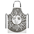 Bohemian Celestial Sun And Moon Print Bib Apron With Pocket