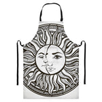 Bohemian Celestial Sun And Moon Print Bib Apron With Pocket