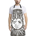 Bohemian Celestial Sun And Moon Print Bib Apron With Pocket