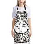 Bohemian Celestial Sun And Moon Print Bib Apron With Pocket