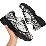 Bohemian Celestial Sun And Moon Print Black Chunky Shoes
