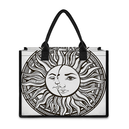 Bohemian Celestial Sun And Moon Print Canvas Tote Bag