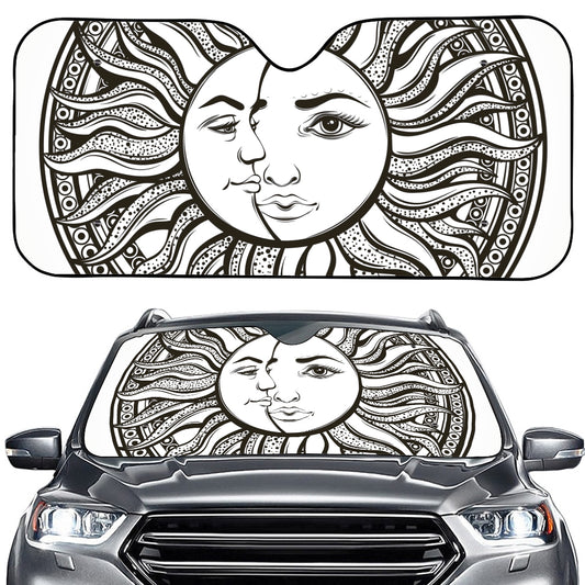 Bohemian Celestial Sun And Moon Print Car Windshield Sun Shade