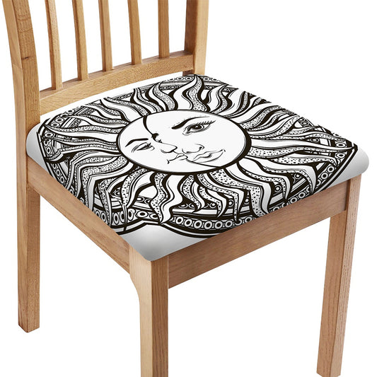 Bohemian Celestial Sun And Moon Print Chair Cushion Cover