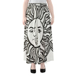 Bohemian Celestial Sun And Moon Print Chiffon Maxi Skirt