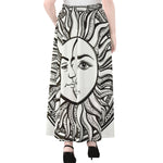 Bohemian Celestial Sun And Moon Print Chiffon Maxi Skirt