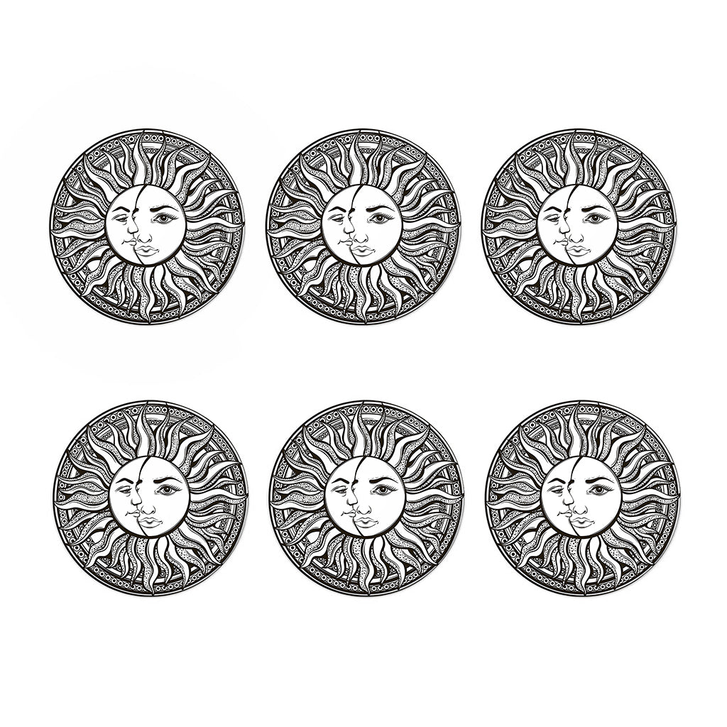 Bohemian Celestial Sun And Moon Print Coaster Set