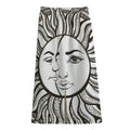 Bohemian Celestial Sun And Moon Print Cotton Front Slit Maxi Skirt