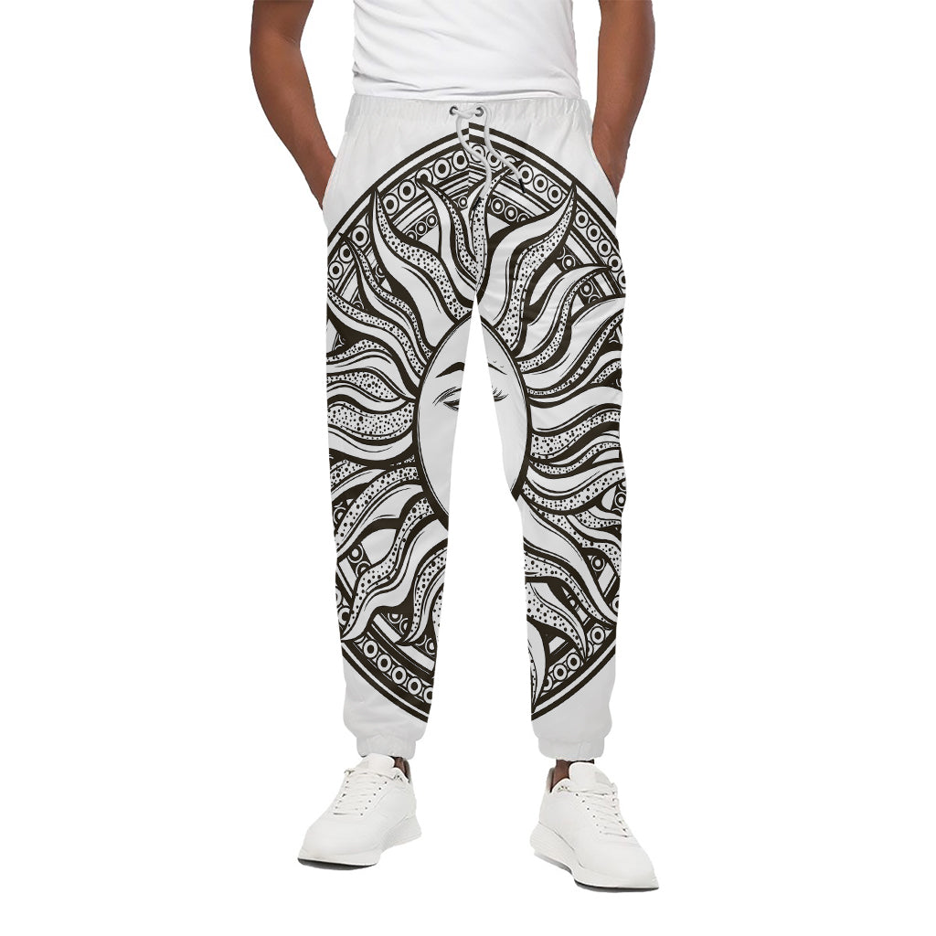 Bohemian Celestial Sun And Moon Print Cotton Pants
