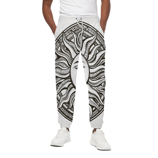 Bohemian Celestial Sun And Moon Print Cotton Pants