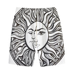 Bohemian Celestial Sun And Moon Print Cotton Shorts
