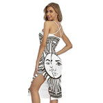 Bohemian Celestial Sun And Moon Print Cross Back Cami Dress