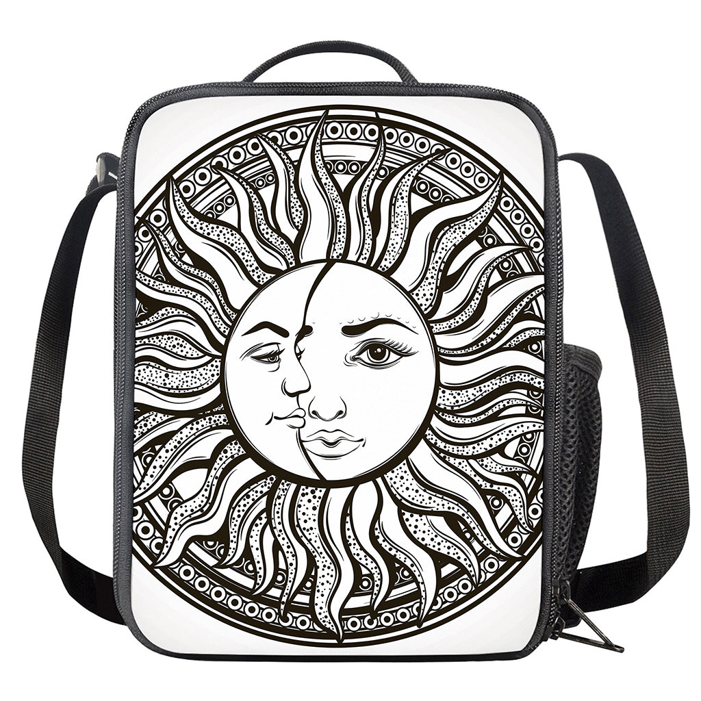 Bohemian Celestial Sun And Moon Print Crossbody Lunch Bag