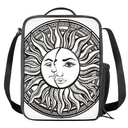 Bohemian Celestial Sun And Moon Print Crossbody Lunch Bag