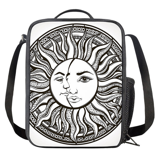 Bohemian Celestial Sun And Moon Print Crossbody Lunch Bag