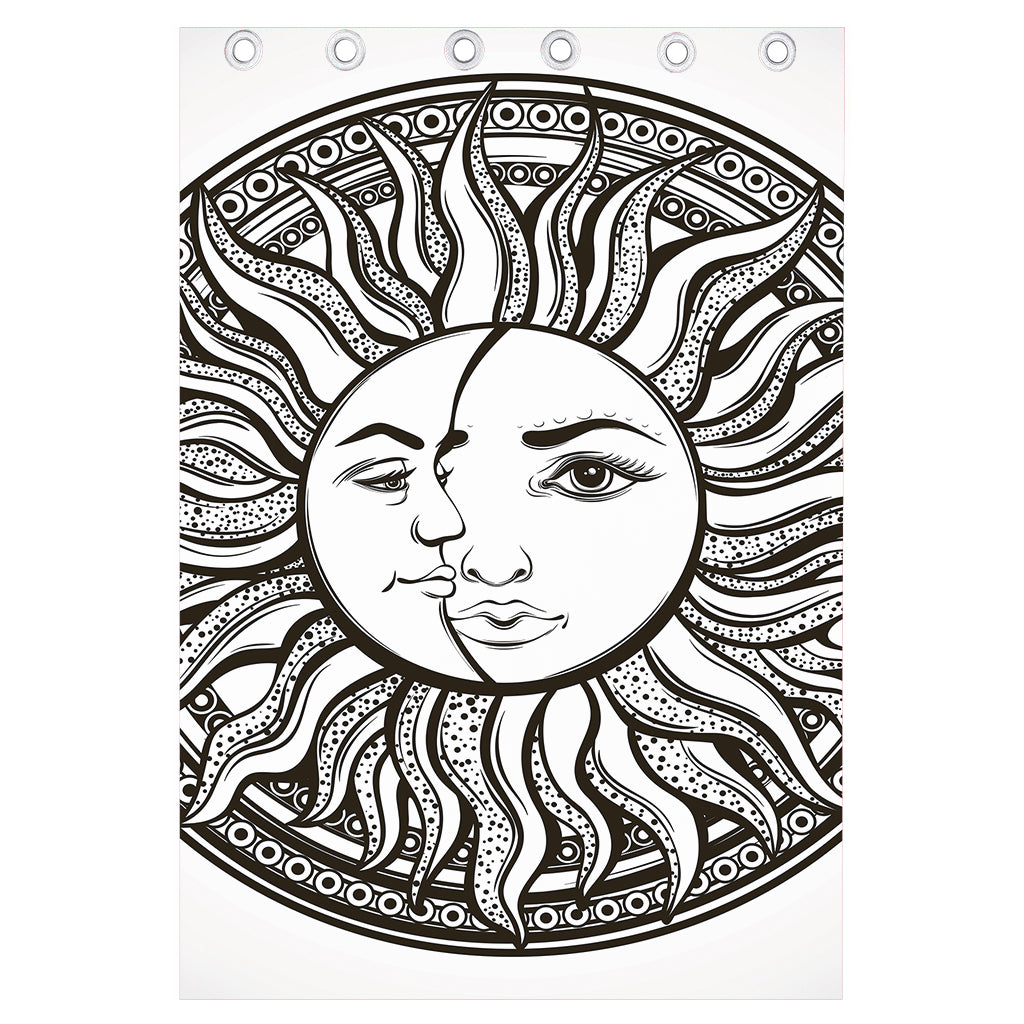 Bohemian Celestial Sun And Moon Print Curtain