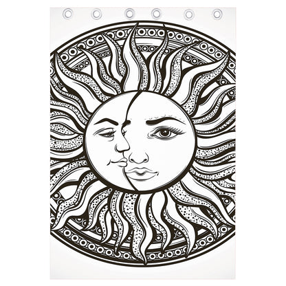 Bohemian Celestial Sun And Moon Print Curtain