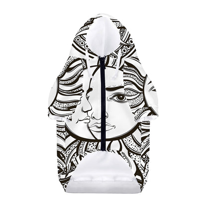 Bohemian Celestial Sun And Moon Print Dog Zip Up Hoodie