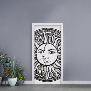 Bohemian Celestial Sun And Moon Print Door Sticker