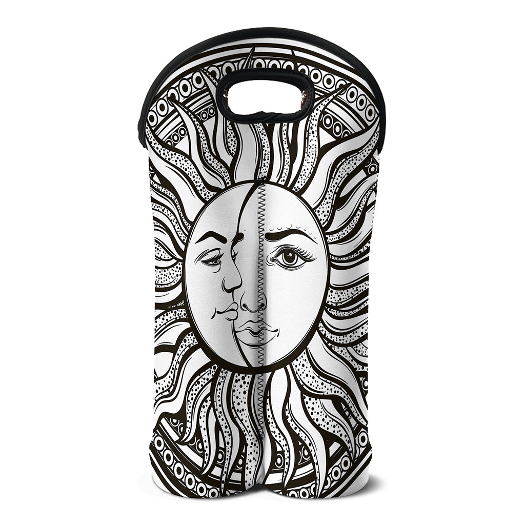 Bohemian Celestial Sun And Moon Print Double Neoprene Wine Tote