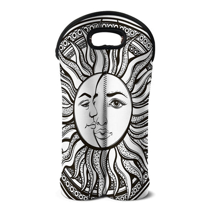 Bohemian Celestial Sun And Moon Print Double Neoprene Wine Tote