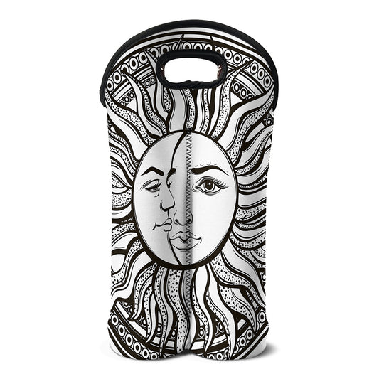 Bohemian Celestial Sun And Moon Print Double Neoprene Wine Tote