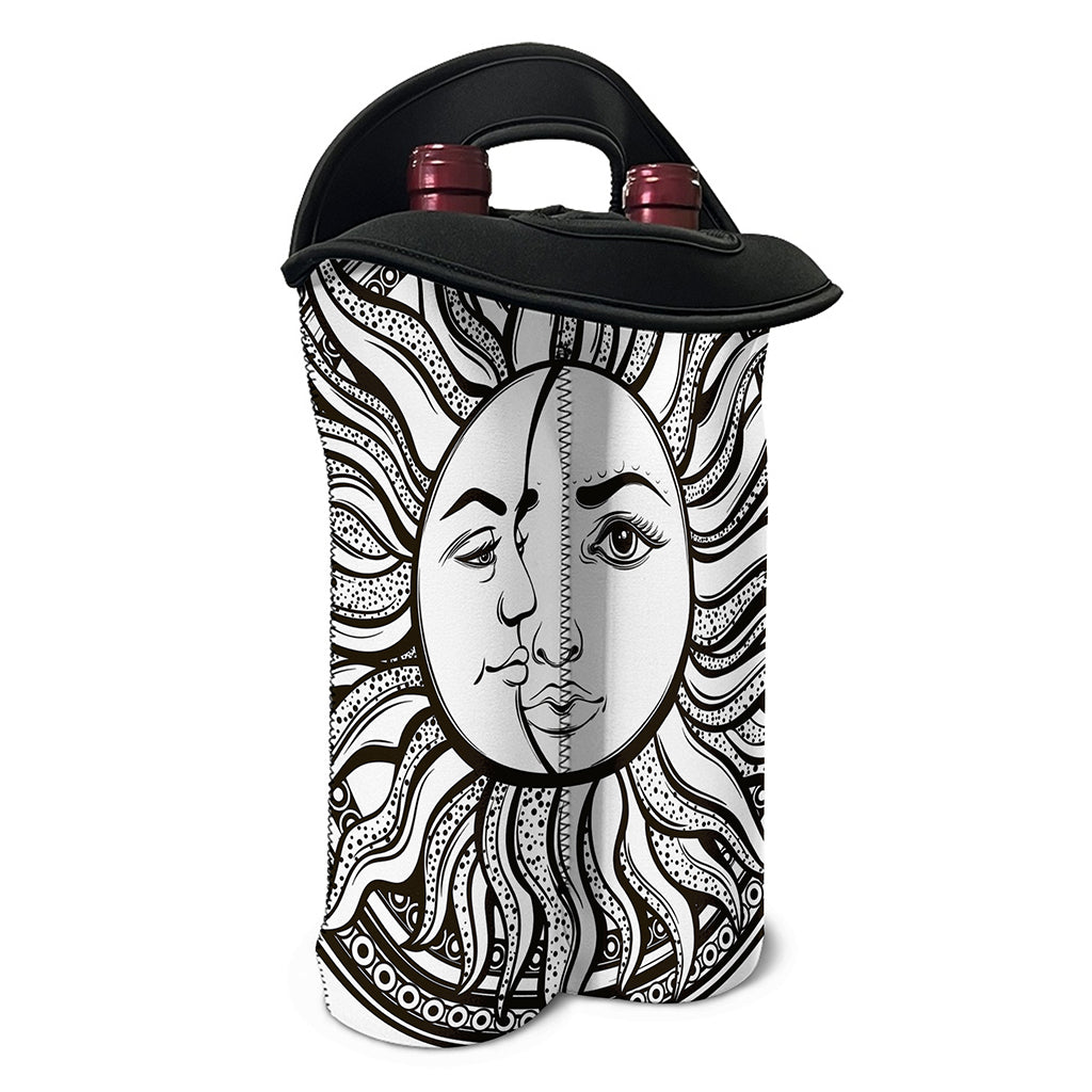 Bohemian Celestial Sun And Moon Print Double Neoprene Wine Tote