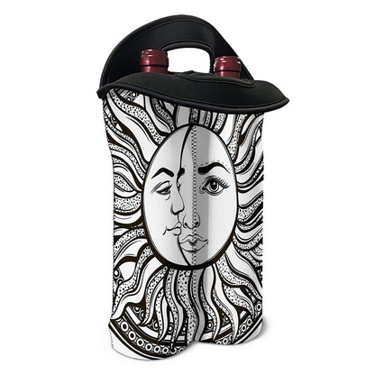 Bohemian Celestial Sun And Moon Print Double Neoprene Wine Tote