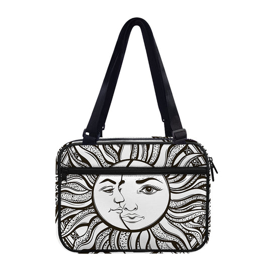 Bohemian Celestial Sun And Moon Print Double Strap Bible Bag