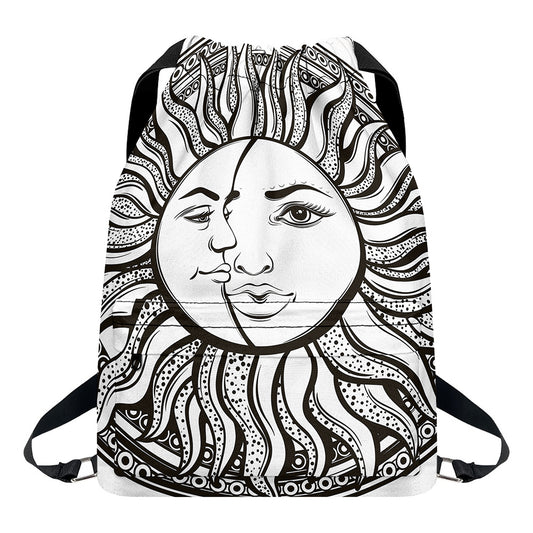 Bohemian Celestial Sun And Moon Print Drawstring Backpack