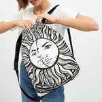 Bohemian Celestial Sun And Moon Print Drawstring Backpack
