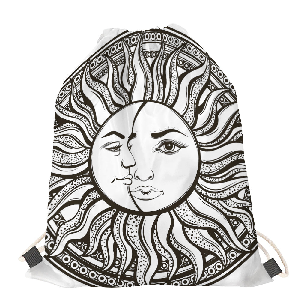 Bohemian Celestial Sun And Moon Print Drawstring Bag