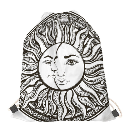 Bohemian Celestial Sun And Moon Print Drawstring Bag