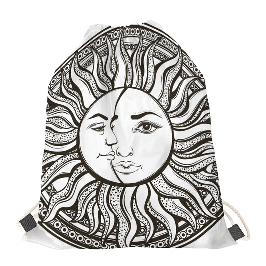 Bohemian Celestial Sun And Moon Print Drawstring Bag