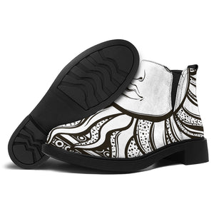 Bohemian Celestial Sun And Moon Print Flat Ankle Boots